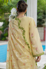 Talia | Asymmetrical Vine Embroidered Métallique Organza