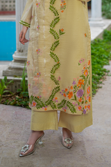 Talia | Asymmetrical Vine Embroidered Métallique Organza