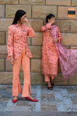 2 Piece - Printed Interlining Lawn Coat - Zareen