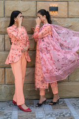 2 Piece - Printed Interlining Lawn Coat - Zareen