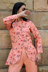 2 Piece - Printed Interlining Lawn Coat - Zareen