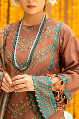 3 Piece Embroidered Lawn Suit - Nayab