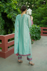 Emerald | Hand-Embellished Métallique Organza