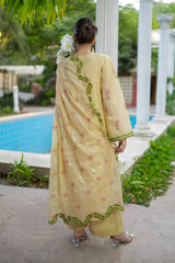 Talia | Asymmetrical Vine Embroidered Métallique Organza