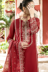 Ruby | Maroon Hand-Embellished Métallique Organza