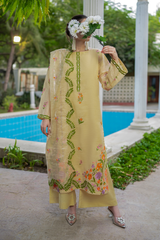 Talia | Asymmetrical Vine Embroidered Métallique Organza