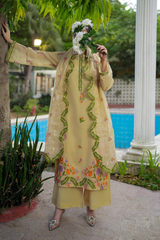 Talia | Asymmetrical Vine Embroidered Métallique Organza