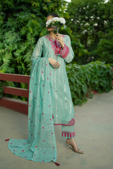 Emerald | Hand-Embellished Métallique Organza