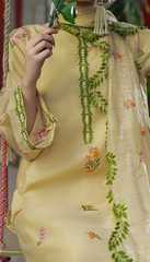 Talia | Asymmetrical Vine Embroidered Métallique Organza