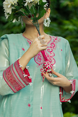 Emerald | Hand-Embellished Métallique Organza