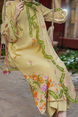 Talia | Asymmetrical Vine Embroidered Métallique Organza