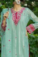 Emerald | Hand-Embellished Métallique Organza