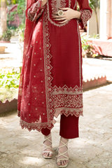 Ruby | Maroon Hand-Embellished Métallique Organza